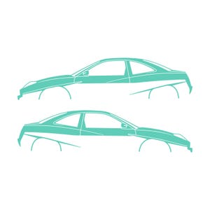 Set Of 2 Lowered Car Silhouette Decal Stickers For Fiat Coupe Mint
