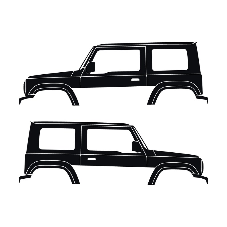 Set Of 2 Car Silhouette Decal Stickers For Suzuki Jimny 4th Gen 2018- Black