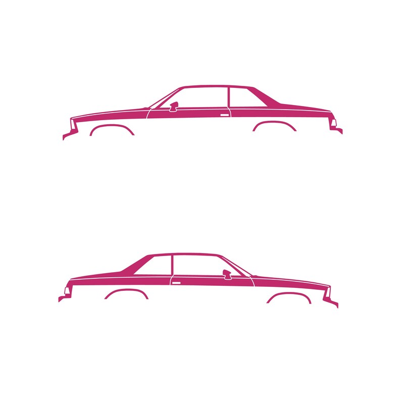 Set Of 2 Lowered Car Silhouette Decal Stickers For Chevrolet Malibu G-Body Coupe Pink