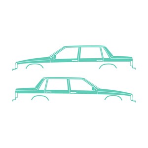 Set Of 2 Car Silhouette Decal Stickers For Volvo 744 Sedan Mint