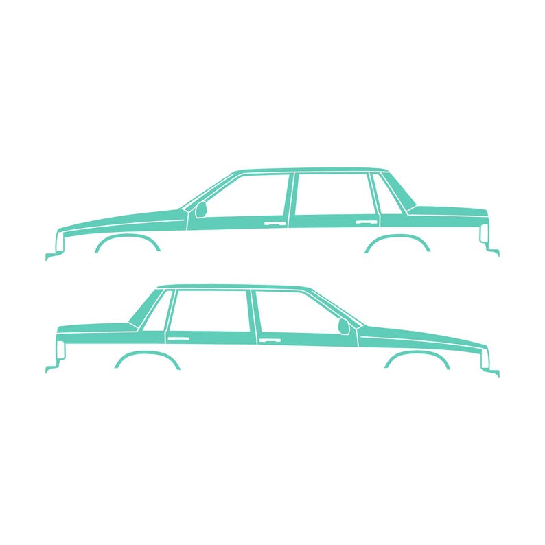 Set Of 2 Car Silhouette Decal Stickers For Volvo 744 Sedan Mint