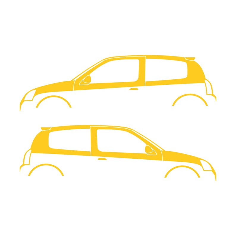 Set Of 2 Car Silhouette Decal Stickers For Renault Clio Mk2 Sport RS Yellow