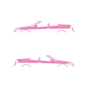 Set Of 2 Car Silhouette Decal Stickers For Saab 9-3 Facelift 2nd Gen Convertible Soft Pink