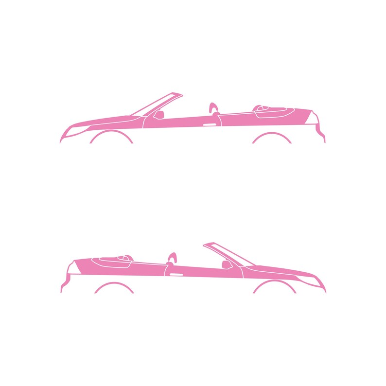 Set Of 2 Car Silhouette Decal Stickers For Saab 9-3 Facelift 2nd Gen Convertible Soft Pink