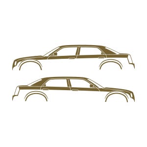 Ensemble de 2 autocollants silhouette de voiture abaissée pour Chrysler 300c SRT-8 1ère génération Or