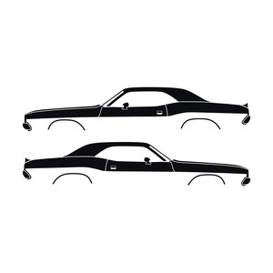 Set Of 2 Car Silhouette Decal Stickers For Dodge Challenger Classic Hardtop 1st Gen 1970-74 Coupe Black