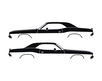 Set Of 2 Car Silhouette Decal Stickers For Dodge Challenger Classic Hardtop 1st Gen 1970-74 Coupe