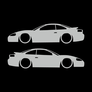 Set Of 2 Car Silhouette Decal Stickers For Dodge Stealth RT Turbo Light Grey