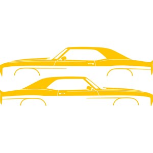 Set Of 2 Car Silhouette Decal Stickers For Chevrolet Camaro 1st Gen Yellow