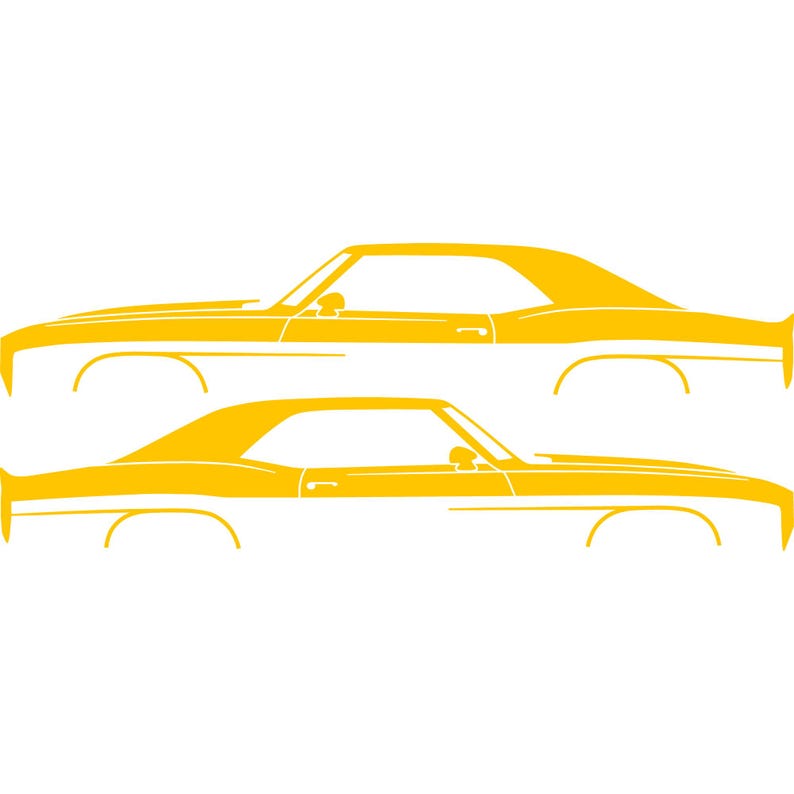 Set Of 2 Car Silhouette Decal Stickers For Chevrolet Camaro 1st Gen Yellow