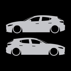 Set mit 2 Aufklebern für tiefergelegte Fahrzeuge für Mazda 3 BP 4. Generation 2019 Silber