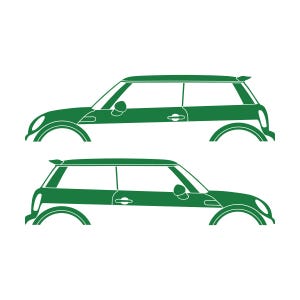Set Of 2 Car Silhouette Decal Stickers For Mini Cooper S R56 - Mk2 - 2nd Gen Green