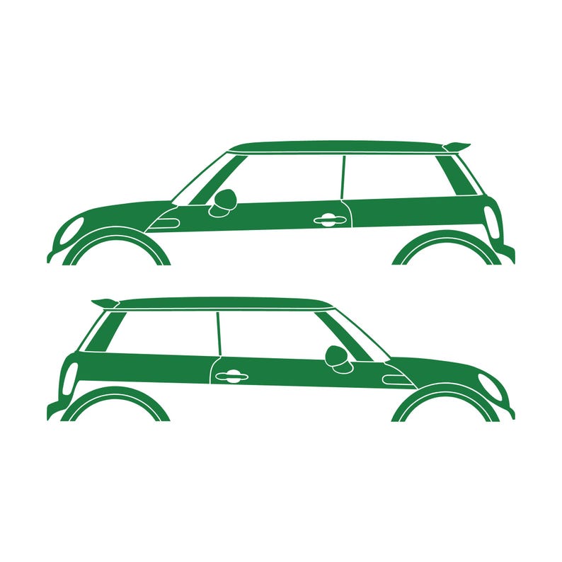 Set Of 2 Car Silhouette Decal Stickers For Mini Cooper S R56 - Mk2 - 2nd Gen Green