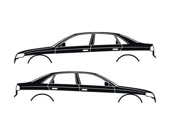 Set Of 2 Car Silhouette Decal Stickers For Audi A4 S4 B7 Outline Sedan