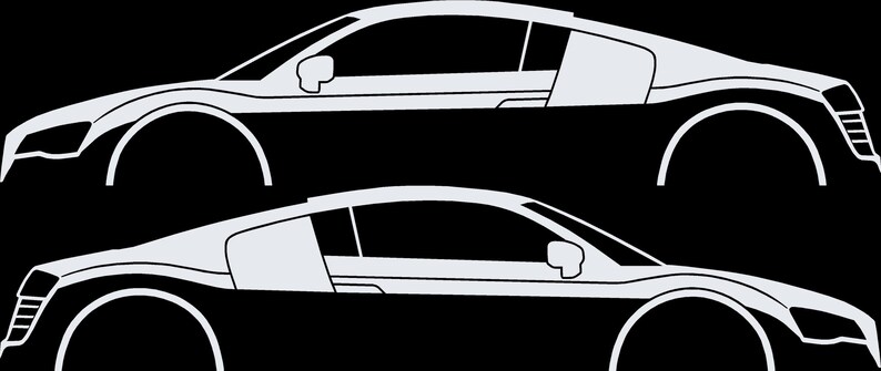 Juego de 2 pegatinas con silueta de coche para Audi R8 Coupé de primera generación Blanco