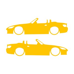 Set Of 2 Lowered Car Silhouette Decal Stickers For Honda S2000 Yellow