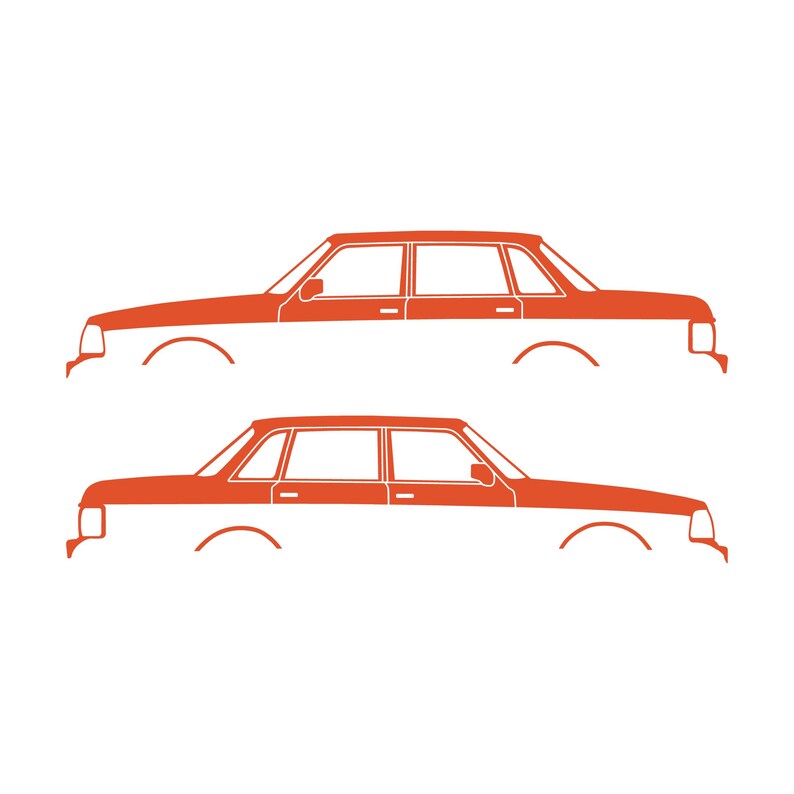Set Of 2 Car Silhouette Decal Stickers For Volvo 244 Sedan Orange