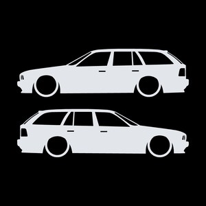 Set med 2 silhuettdekaler för BMW E34 5-serie Touring Vit