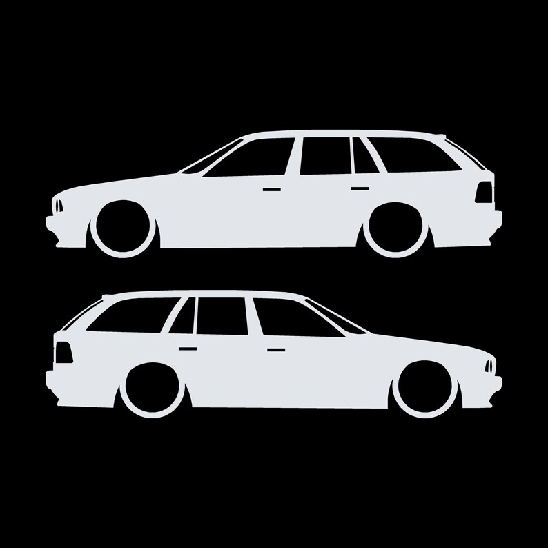 Set med 2 silhuettdekaler för BMW E34 5-serie Touring Vit