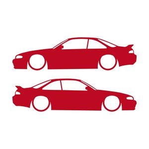 Set Of 2 Lowered Car Silhouette Decal Stickers For Nissan 240 SX S14 Silvia ZENKI Red