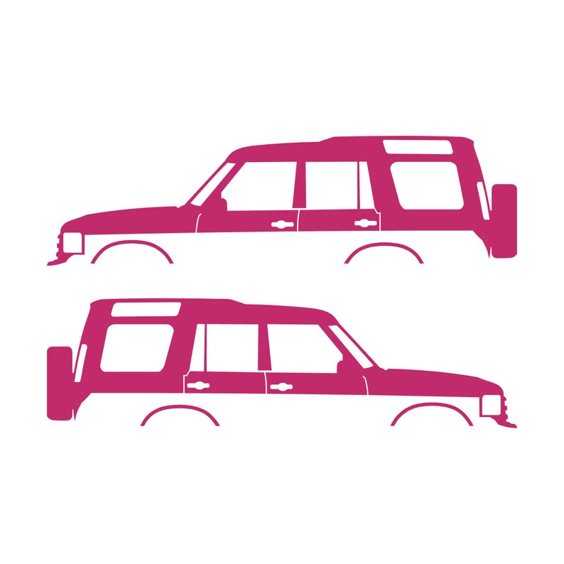 Set Of 2 Lifted Car Silhouette Decal Stickers For Land Rover Discovery 1 2 Classic Pink