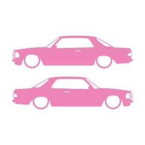 Set van 2 verlaagde auto silhouet stickers voor Mercedes C123 Coupé Soft Pink