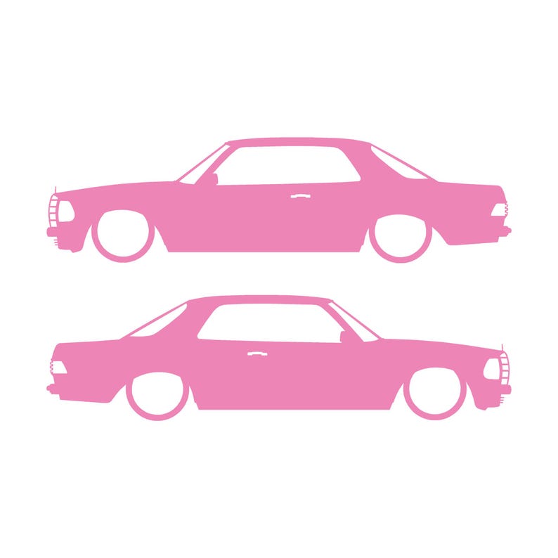 Set van 2 verlaagde auto silhouet stickers voor Mercedes C123 Coupé Soft Pink