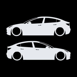 Set Of 2 Lowered Car Silhouette Decal Stickers For Tesla Model Y White