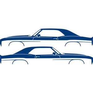 Set Of 2 Car Silhouette Decal Stickers For Chevrolet Camaro 1st Gen Blue