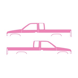 Set Of 2 Truck Silhouette Decal Stickers For Nissan D21 Hardbody King Cab Pickup Soft Pink