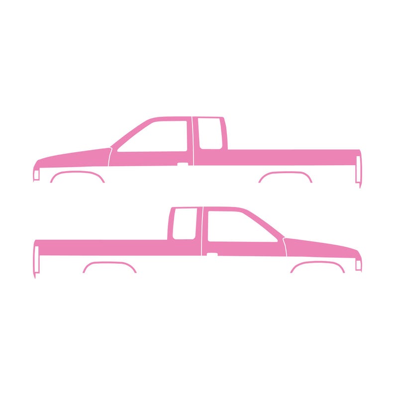 Set Of 2 Truck Silhouette Decal Stickers For Nissan D21 Hardbody King Cab Pickup Soft Pink