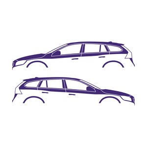 Set Of 2 Car Silhouette Decal Stickers For Volvo V60 2011-18 1st Gen Purple