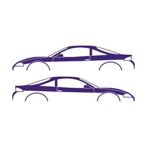Set Of 2 Car Silhouette Decal Stickers For Mitsubishi Eclipse 2nd Gen 2Gb 1997-99 GS-T GSX Purple