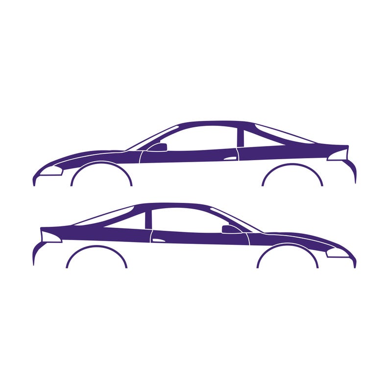 Set Of 2 Car Silhouette Decal Stickers For Mitsubishi Eclipse 2nd Gen 2Gb 1997-99 GS-T GSX Purple