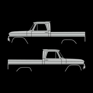 Set van 2 autosilhouet-stickers voor Chevrolet C10 1e generatie korte laadbak 1964-66 Light Grey