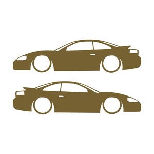 Set Of 2 Car Silhouette Decal Stickers For Dodge Stealth RT Turbo Gold