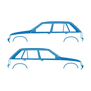 オペル・コルサA、ボクスホール・ノヴァ5ドアハッチバック用カーシルエットデカールステッカー2枚セット Sky Blue
