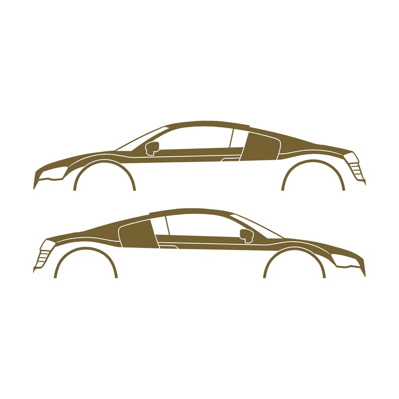 Juego de 2 pegatinas con silueta de coche para Audi R8 Coupé de primera generación Oro