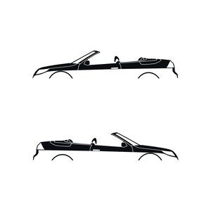 Set Of 2 Car Silhouette Decal Stickers For Saab 9-3 Facelift 2nd Gen Convertible Black