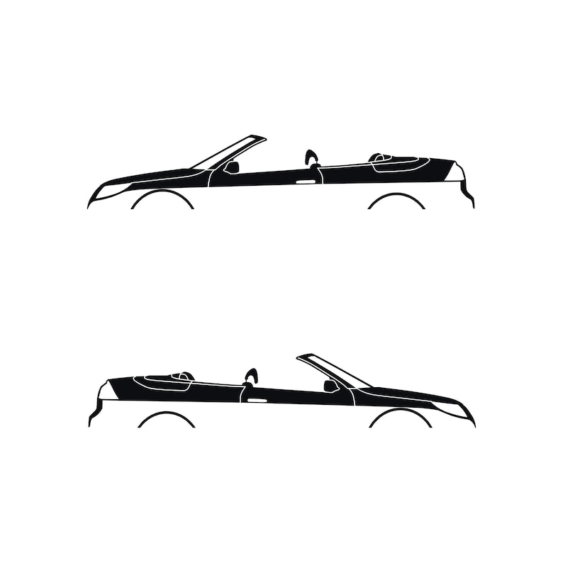Set Of 2 Car Silhouette Decal Stickers For Saab 9-3 Facelift 2nd Gen Convertible Black