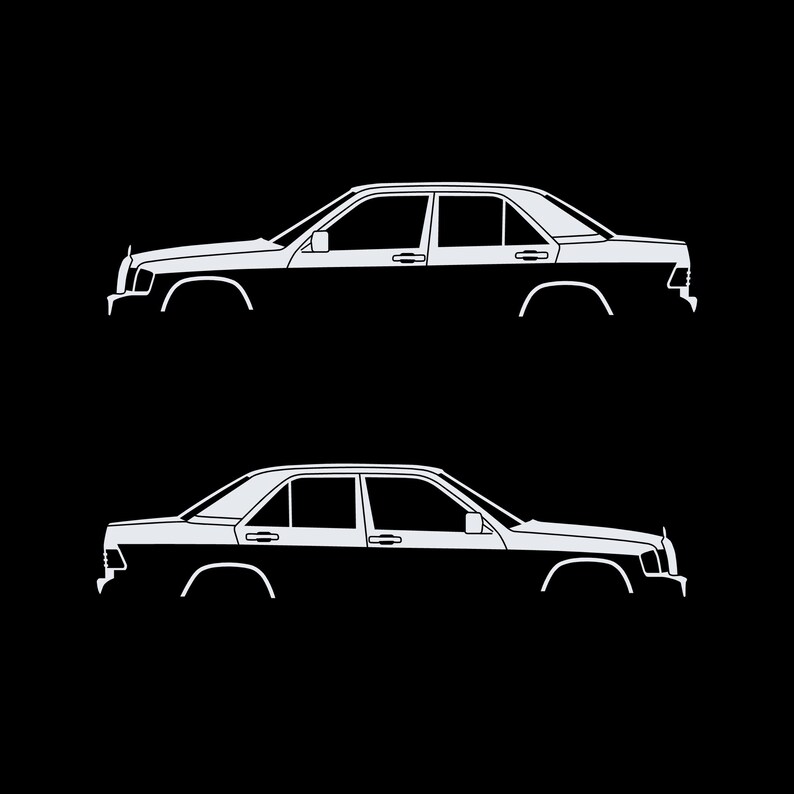 Set Of 2 Car Silhouette Decal Stickers For The Mercedes 190e image 3