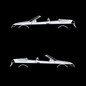 Set Of 2 Car Silhouette Decal Stickers For Saab 9-3 Early Spec 2nd Gen Convertible White
