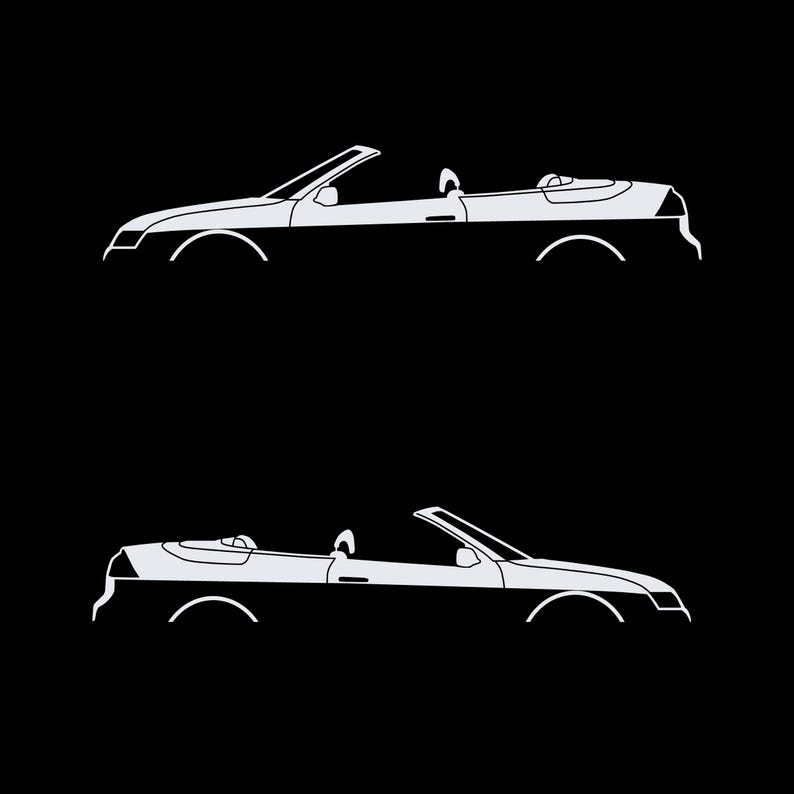 Set Of 2 Car Silhouette Decal Stickers For Saab 9-3 Early Spec 2nd Gen Convertible White