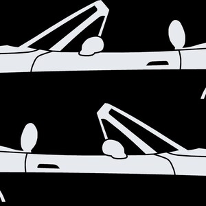 Set Of 2 Lowered Car Silhouette Decal Stickers For Mazda Miata MX5 NB White