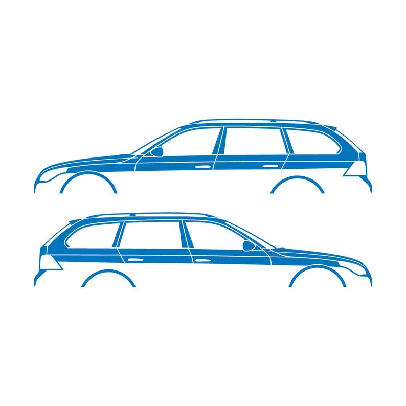 Set Of 2 Car Silhouette Decal Stickers For BMW E61 5-series Touring Sky Blue