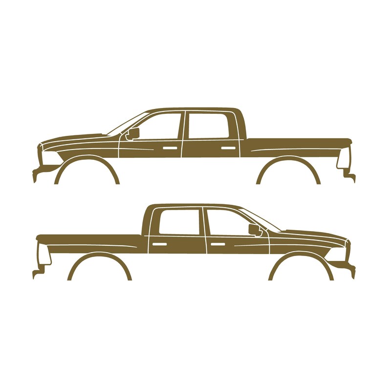 Set med 2 silhuettdekaler för Dodge Ram Crew Cab 4:e generationen 2010-18 Guld