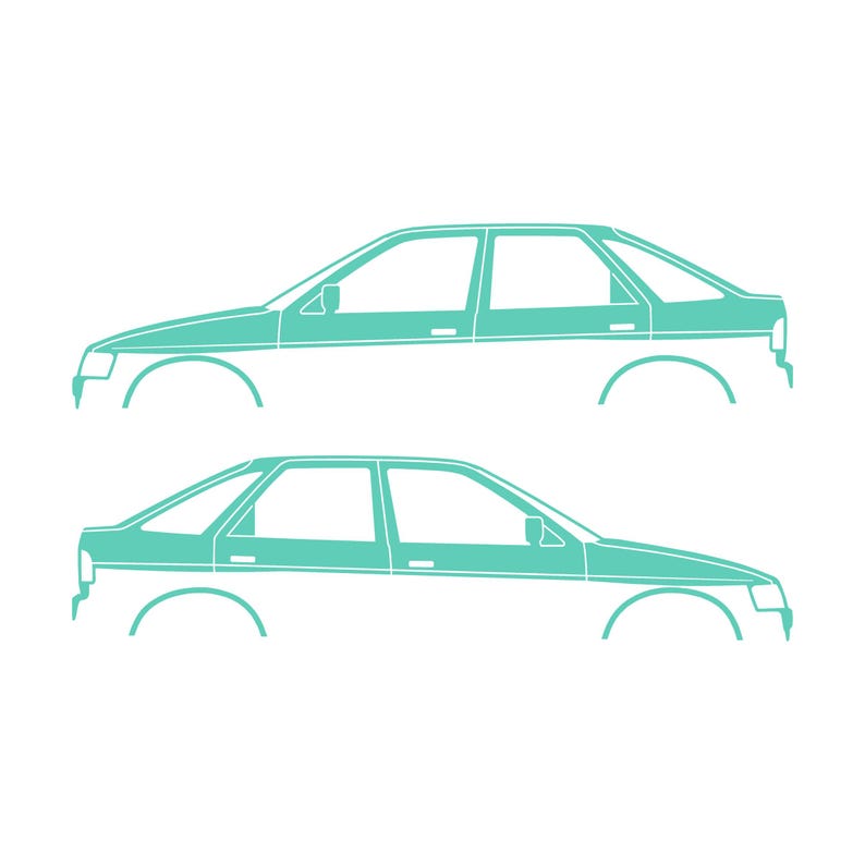 Set Of 2 Car Silhouette Decal Stickers For Ford Escort Mk5 5-door Hatchback Mint