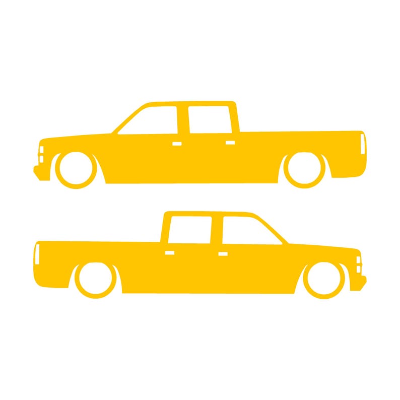 Set mit 2 Aufklebern für tiefergelegte Fahrzeuge für Chevrolet Silverado C1500 Crew Cab 1987-98 Gelb