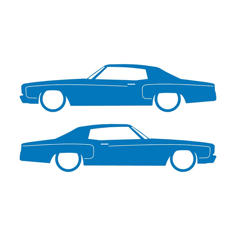 Set Of 2 Car Silhouette Decal Stickers For Chevrolet Monte Carlo 3rd Gen Sky Blue