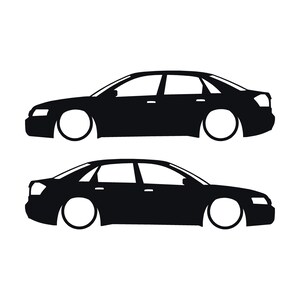 Set Of 2 Lowered Car Silhouette Decal Stickers For Audi A4 S6 B6 Saloon Sedan Black